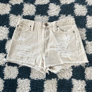 BDG Cream Denim Cut Off Shorts.